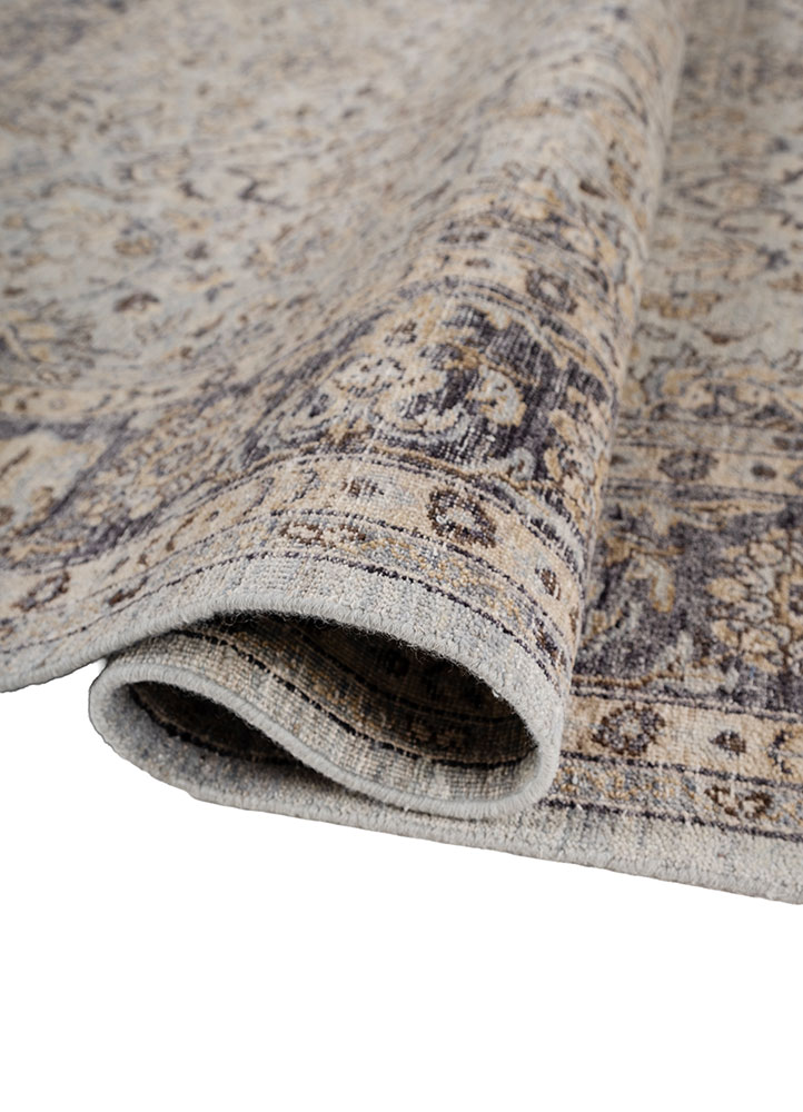 someplace in time blue afghan wool hand knotted Rug - FloorShot