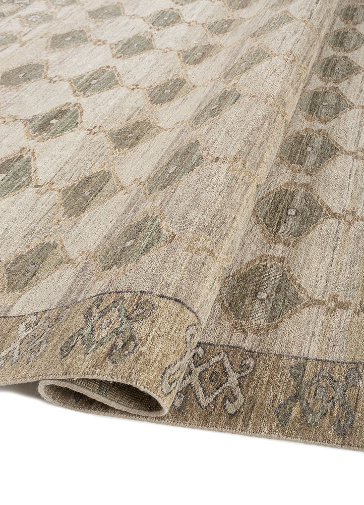 erbe green wool hand knotted Rug - FloorShot