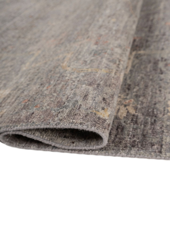someplace in time grey and black afghan wool hand knotted Rug - FloorShot