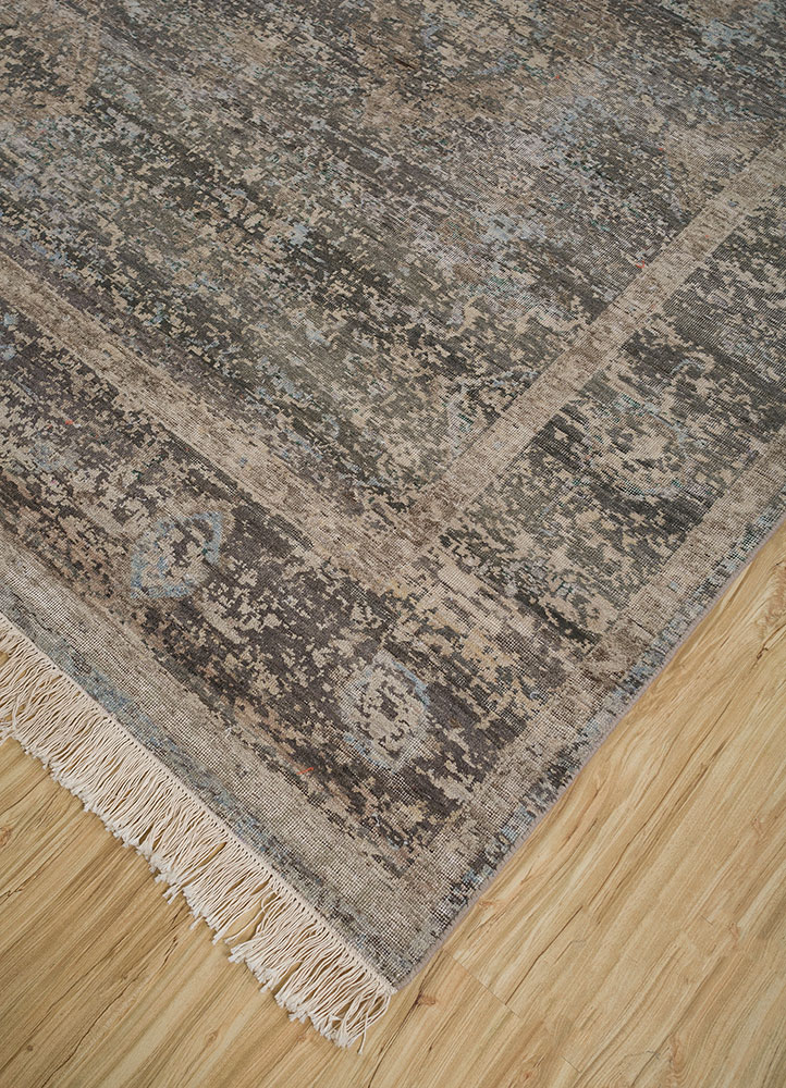 viscaya beige and brown afghan wool hand knotted Rug - FloorShot