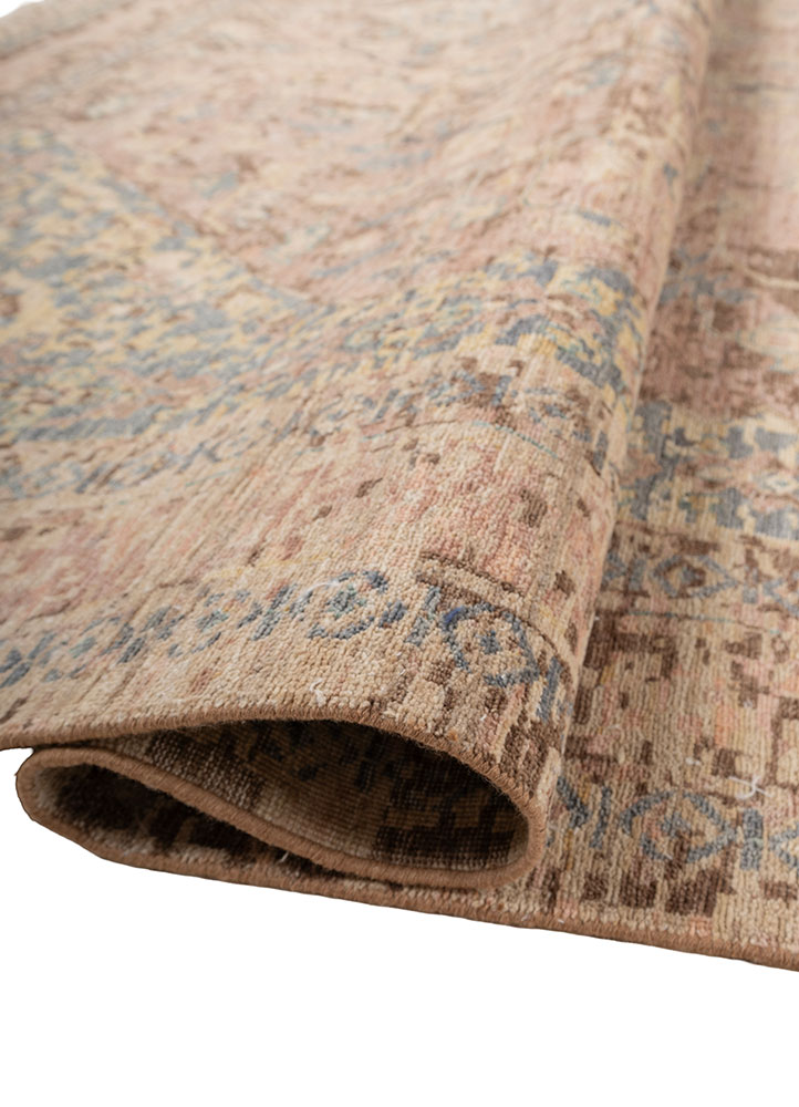 someplace in time red and orange wool hand knotted Rug - FloorShot