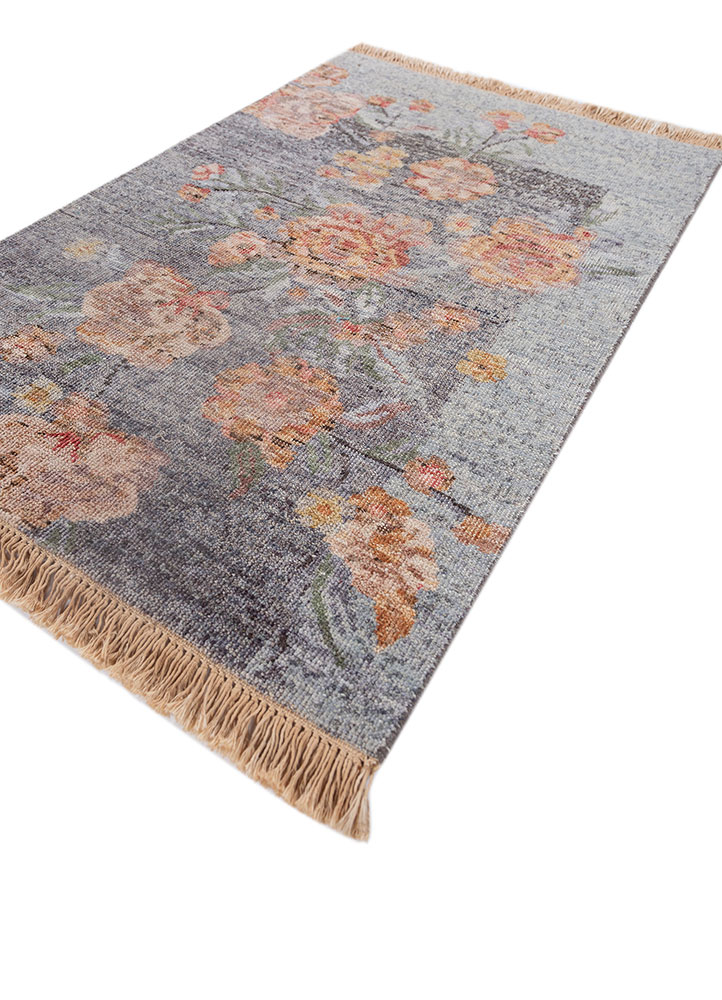 pansy grey and black afghan wool hand knotted Rug - FloorShot