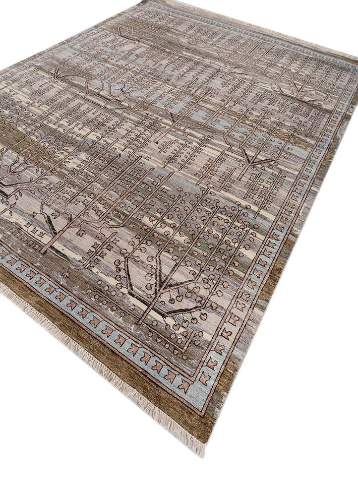 viscaya blue afghan wool hand knotted Rug - FloorShot