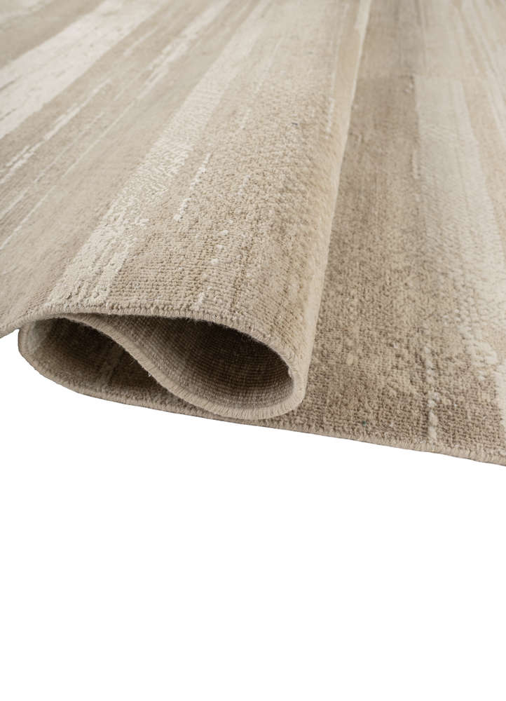manifest beige and brown wool and silk hand knotted Rug - FloorShot