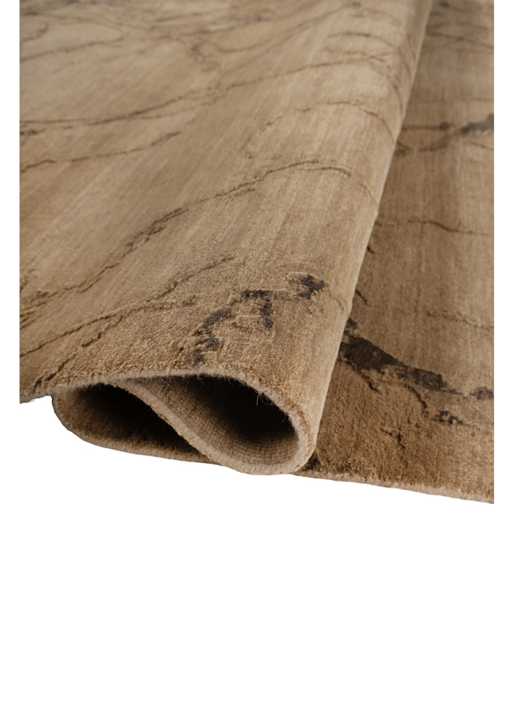 urban pause by kavi gold wool and silk hand knotted Rug - FloorShot