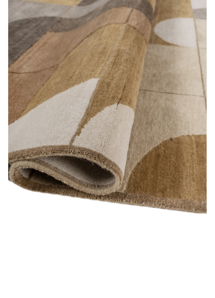 aakar by kavi gold wool and silk hand knotted Rug - FloorShot
