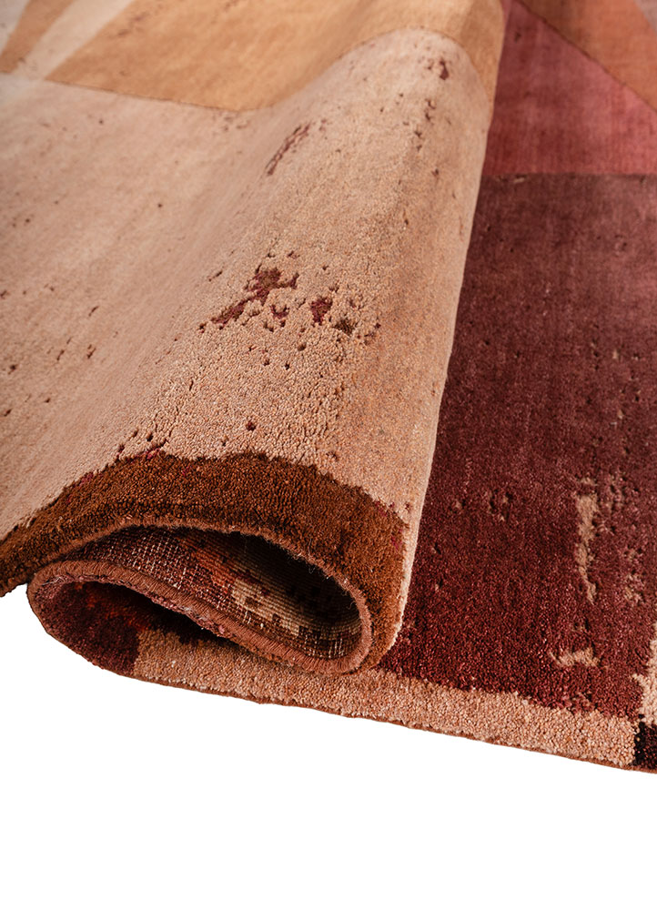 unfold by kavi red and orange wool and silk hand knotted Rug - FloorShot