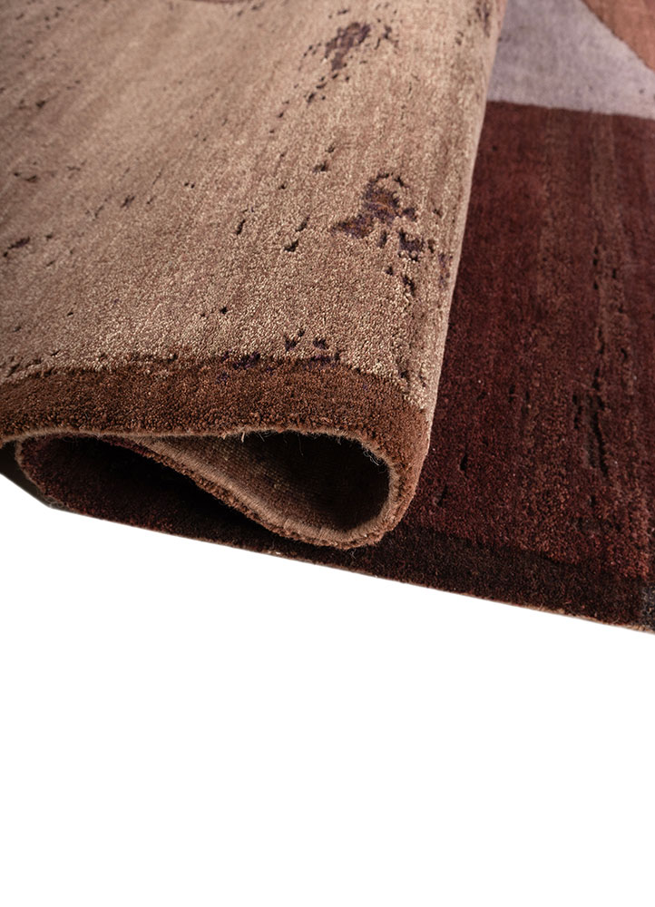 unfold by kavi beige and brown wool and silk hand knotted Rug - FloorShot