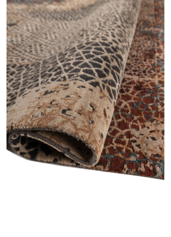 tattvam blue wool and silk hand knotted Rug - FloorShot
