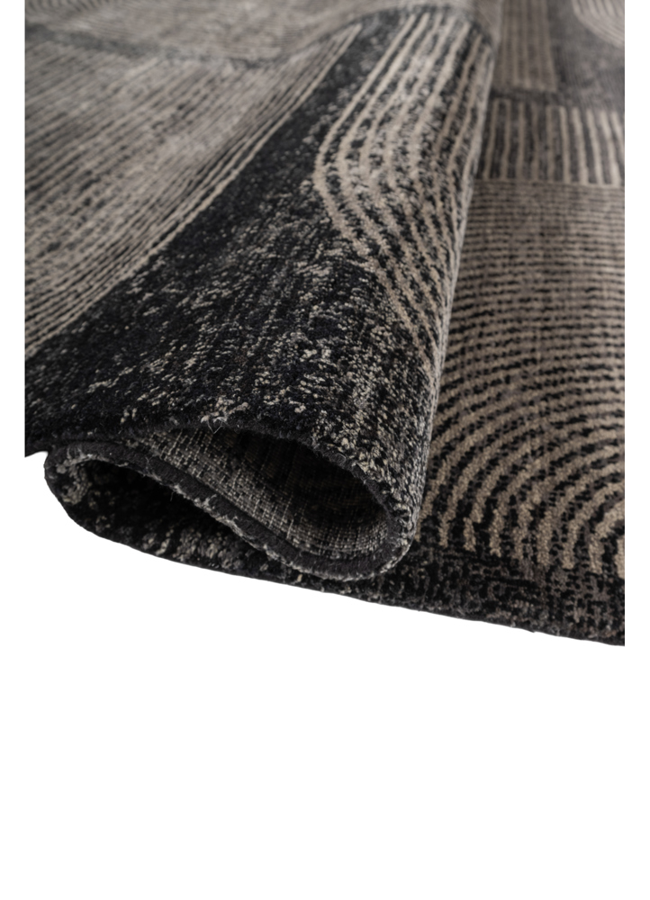 azalea grey and black wool and silk hand knotted Rug - FloorShot