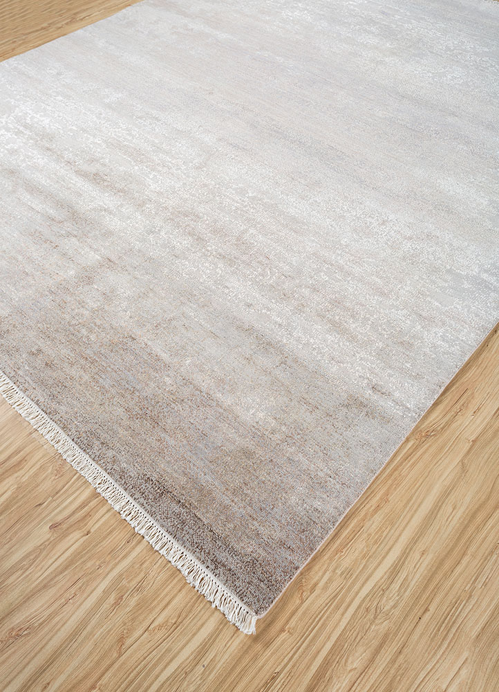 entropy pink and purple wool and silk hand knotted Rug - FloorShot