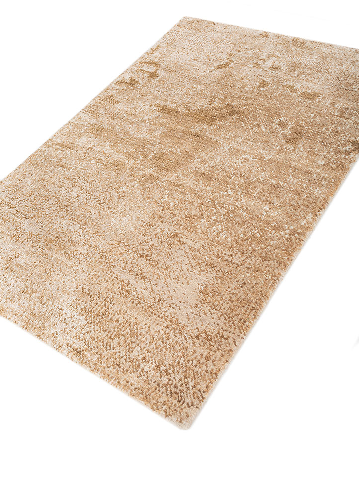 entropy beige and brown wool and silk hand knotted Rug - FloorShot