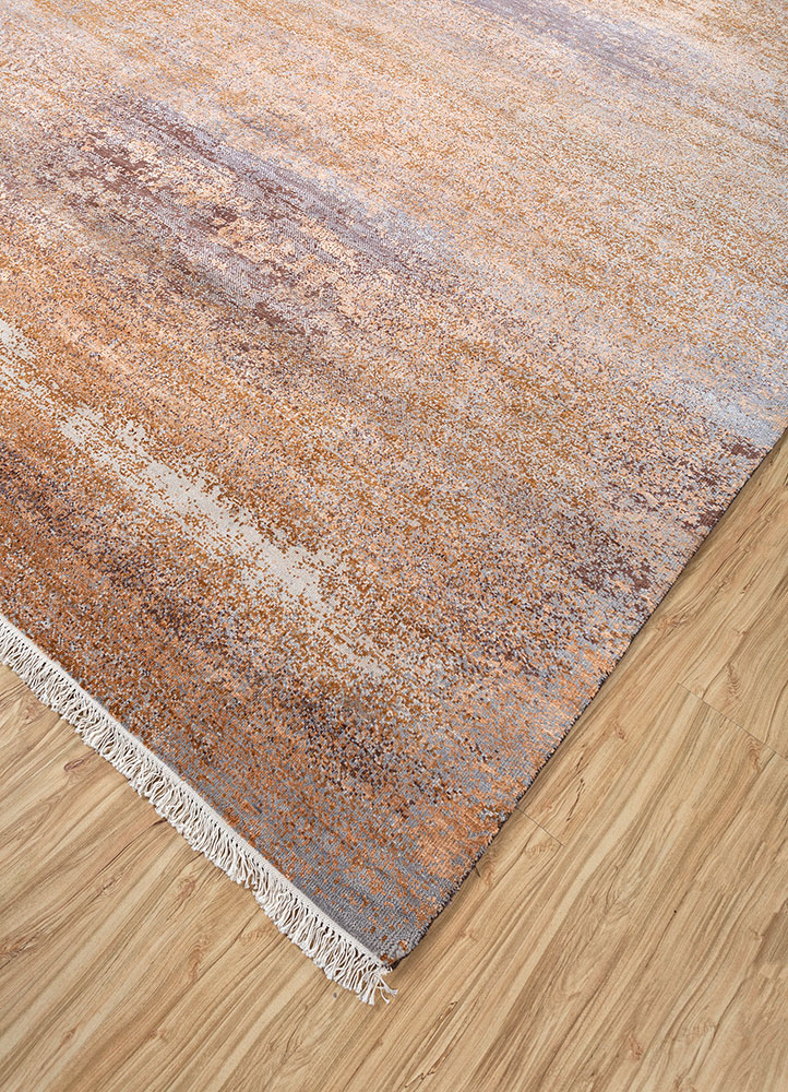 entropy beige and brown wool and silk hand knotted Rug - FloorShot