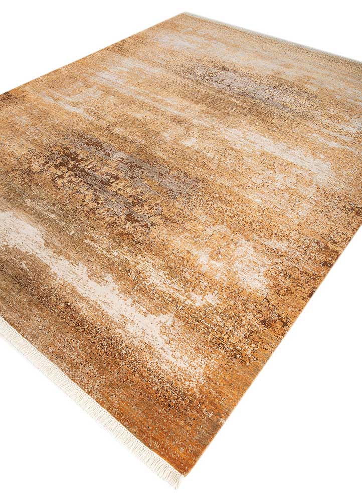 entropy blue wool and silk hand knotted Rug - FloorShot