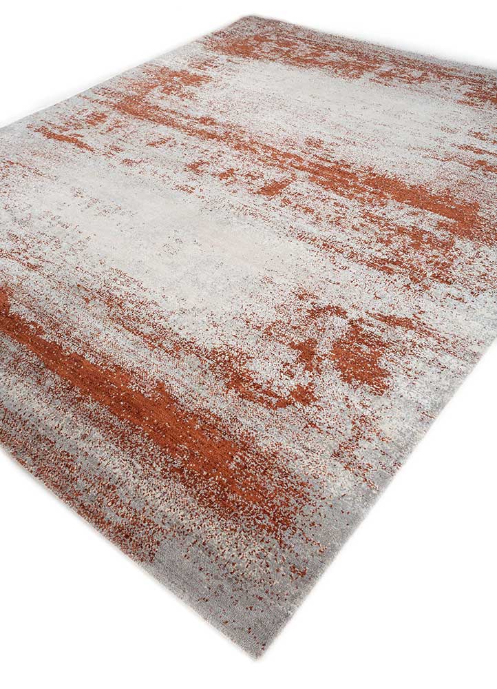 entropy beige and brown wool and silk hand knotted Rug - FloorShot