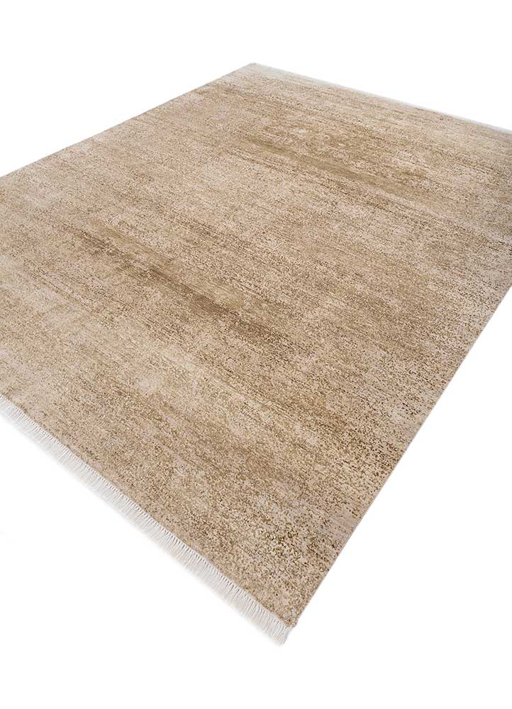 entropy gold wool and silk hand knotted Rug - FloorShot