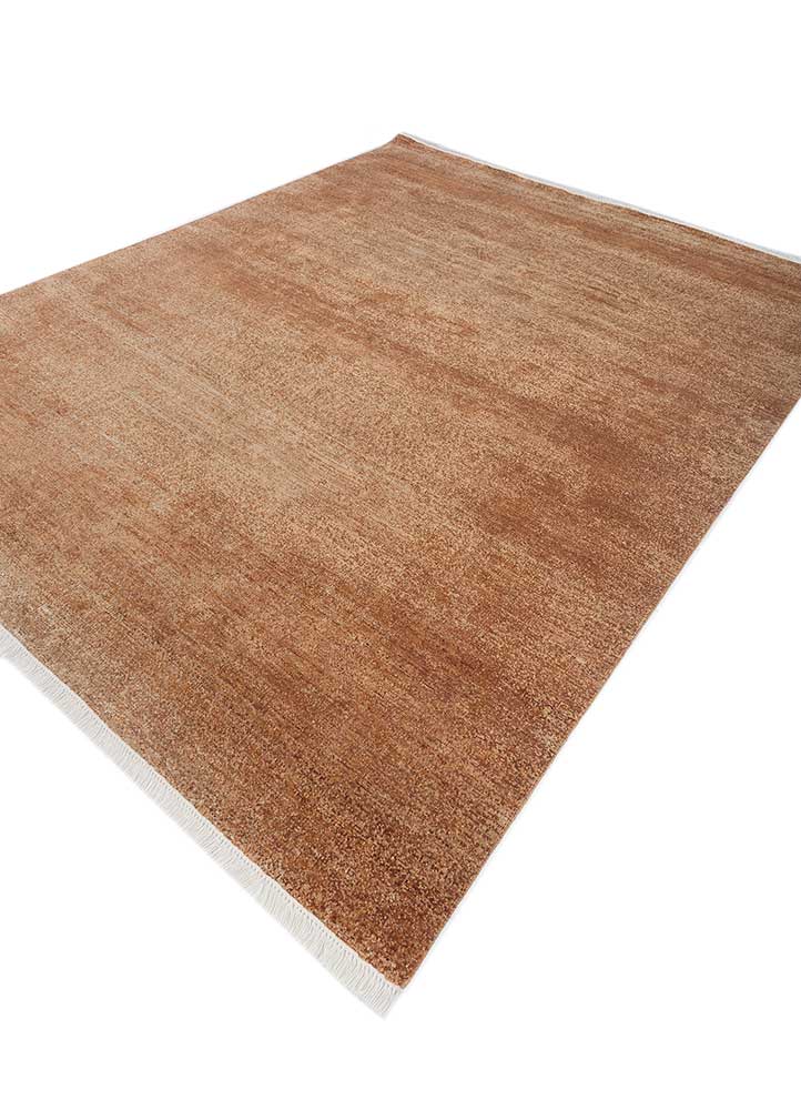 entropy beige and brown wool and silk hand knotted Rug - FloorShot