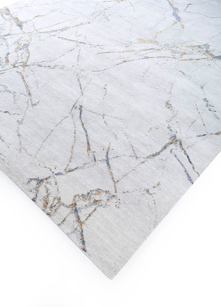 urban pause by kavi ivory wool and silk hand knotted Rug - FloorShot