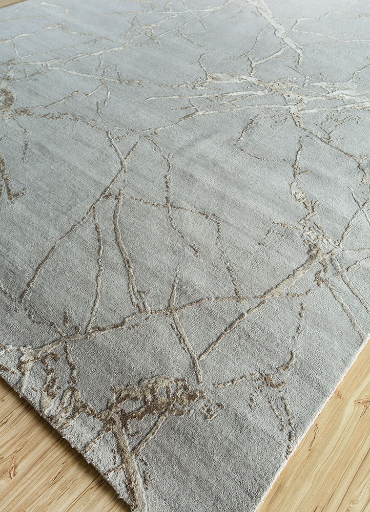 urban pause by kavi grey and black wool and silk hand knotted Rug - FloorShot