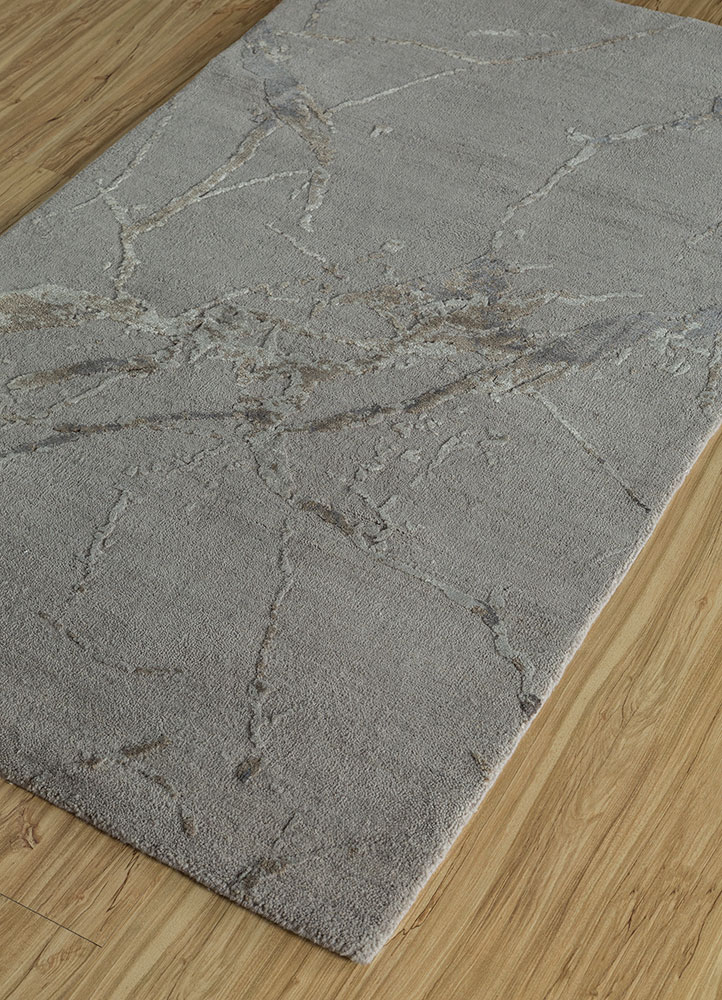 urban pause by kavi grey and black wool and silk hand knotted Rug - FloorShot