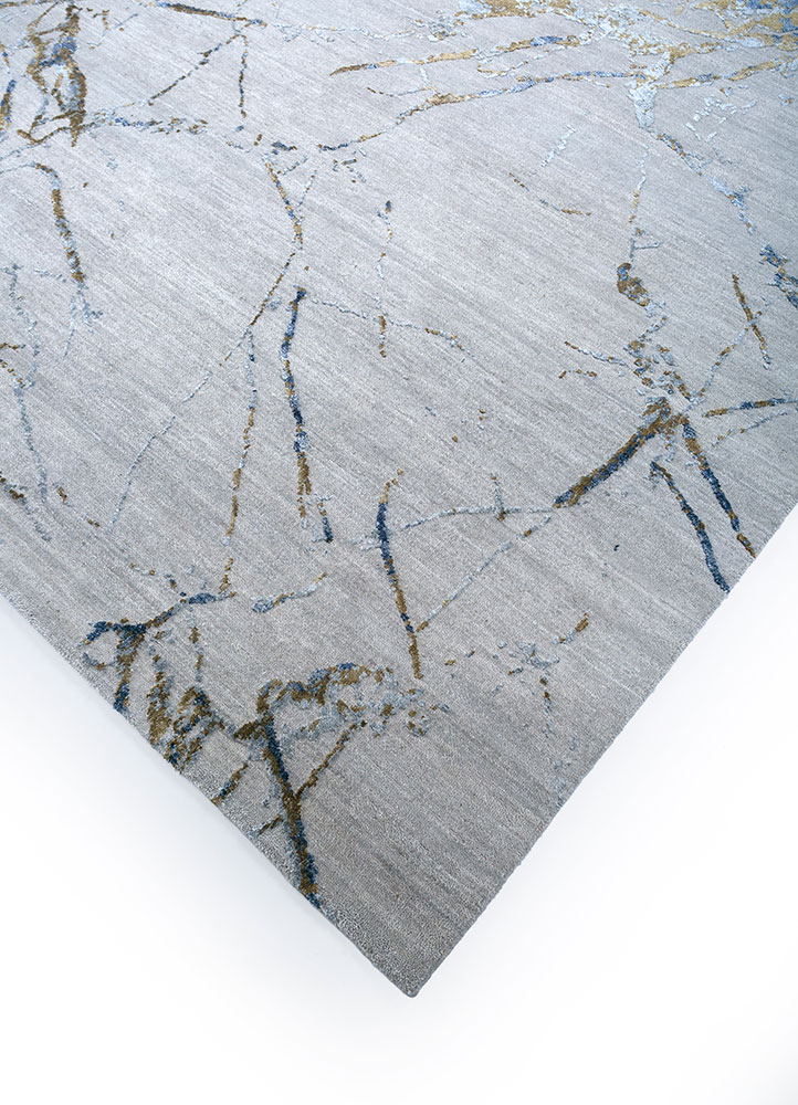 urban pause by kavi grey and black wool and silk hand knotted Rug - FloorShot