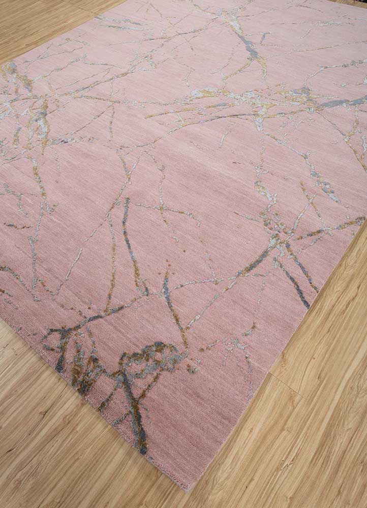urban pause by kavi red and orange wool and silk hand knotted Rug - FloorShot