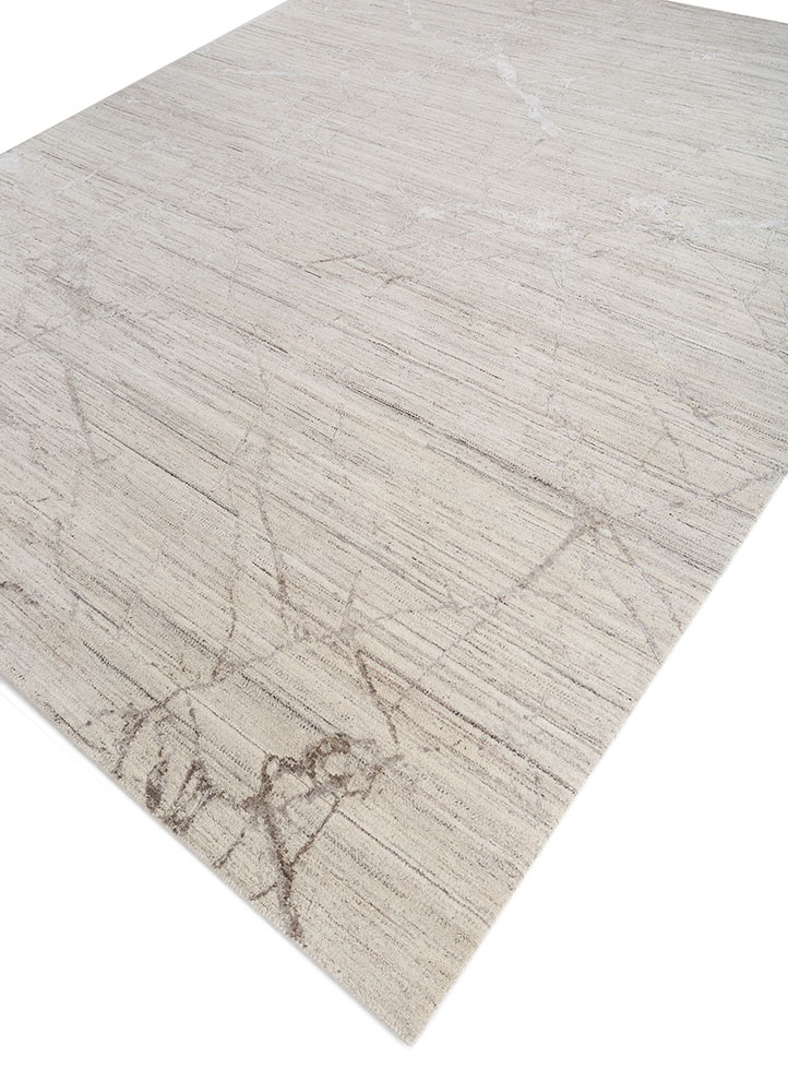 urban pause by kavi ivory wool and silk hand knotted Rug - FloorShot