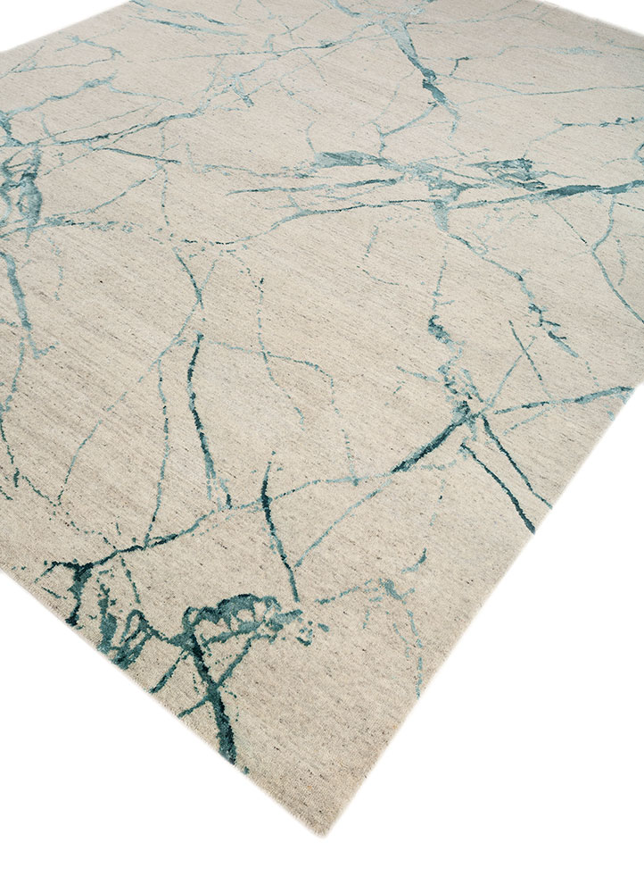 urban pause by kavi ivory wool and silk hand knotted Rug - FloorShot