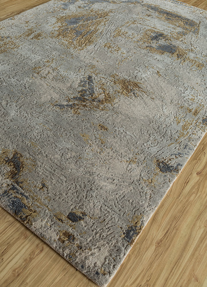 free verse by kavi ivory wool and silk hand knotted Rug - FloorShot