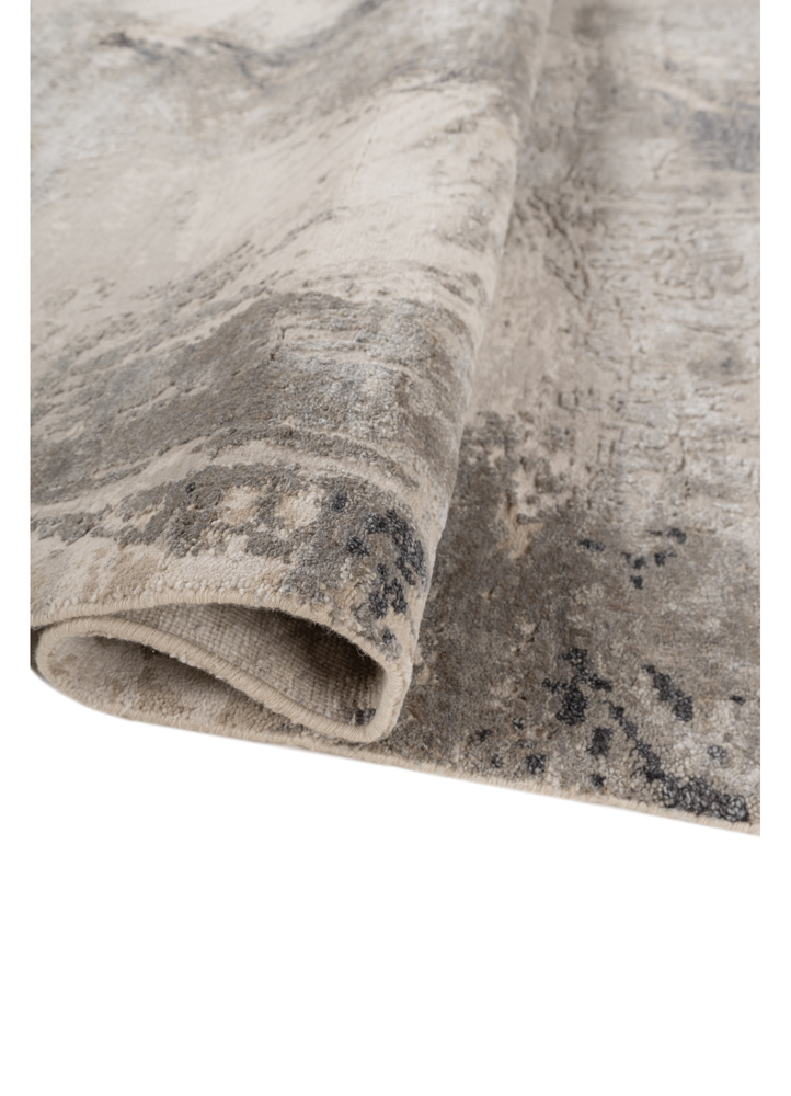 free verse by kavi ivory wool and silk hand knotted Rug - FloorShot