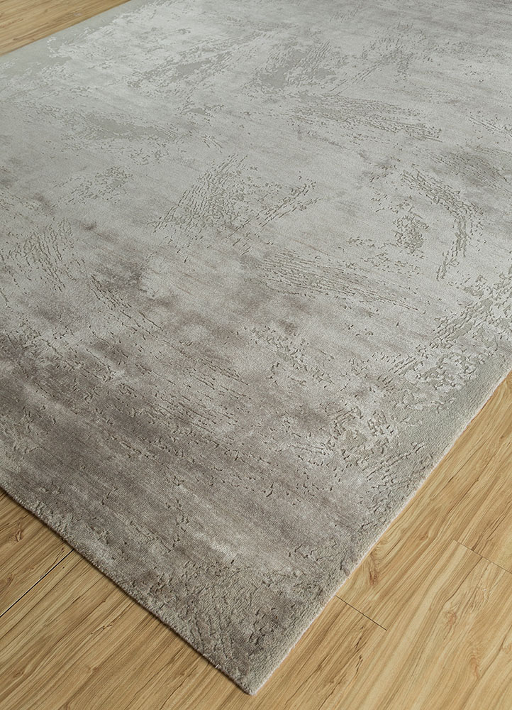 free verse by kavi blue wool and silk hand knotted Rug - FloorShot