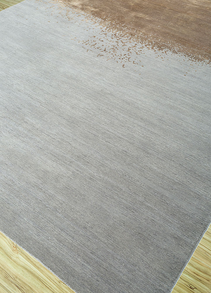 urban pause by kavi grey and black wool and silk hand knotted Rug - FloorShot