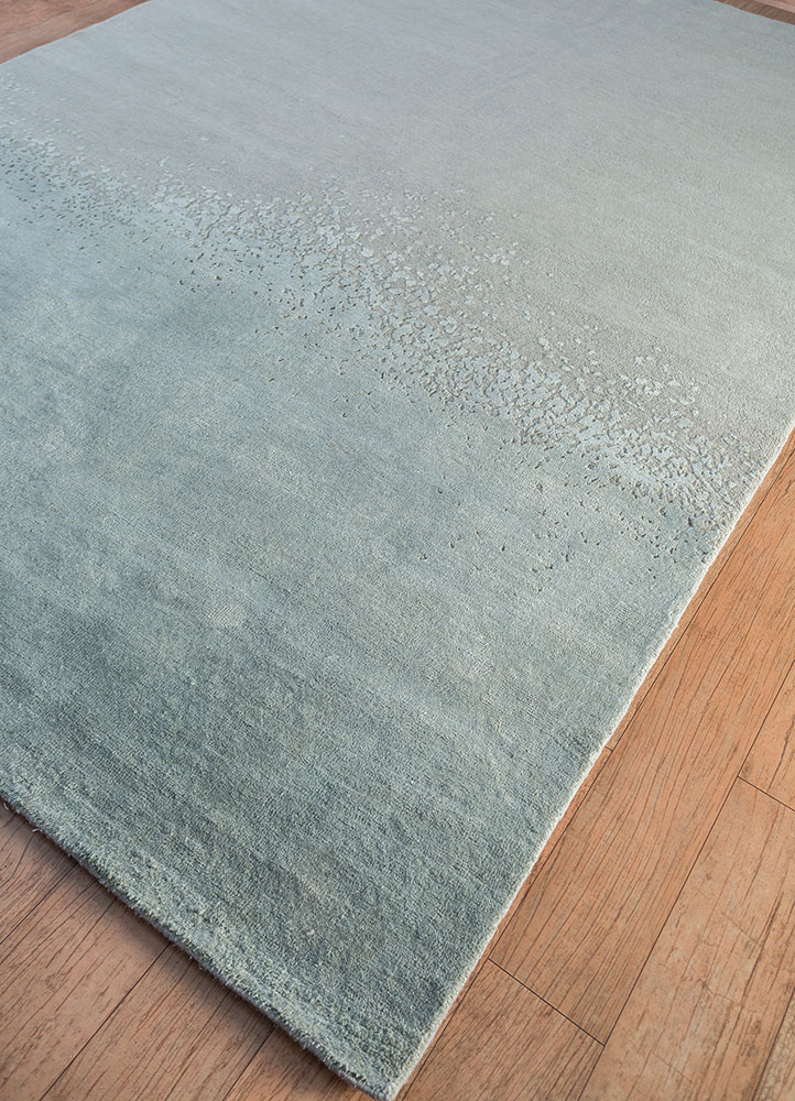 urban pause by kavi grey and black wool and silk hand knotted Rug - FloorShot