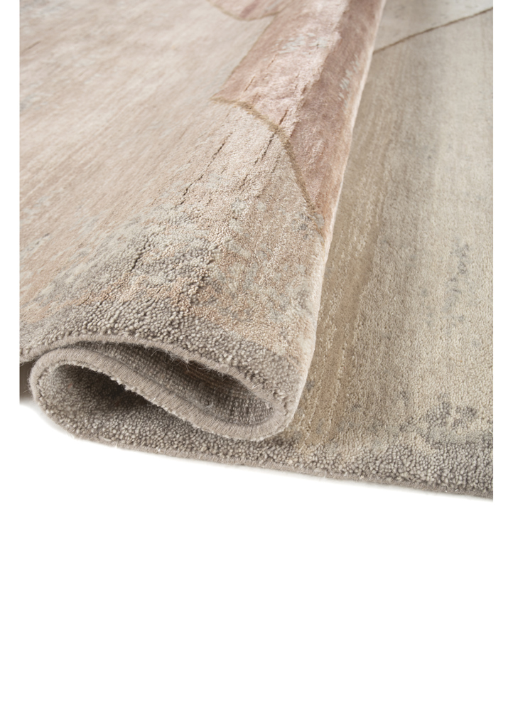 hidden by kavi beige and brown wool and silk hand knotted Rug - FloorShot