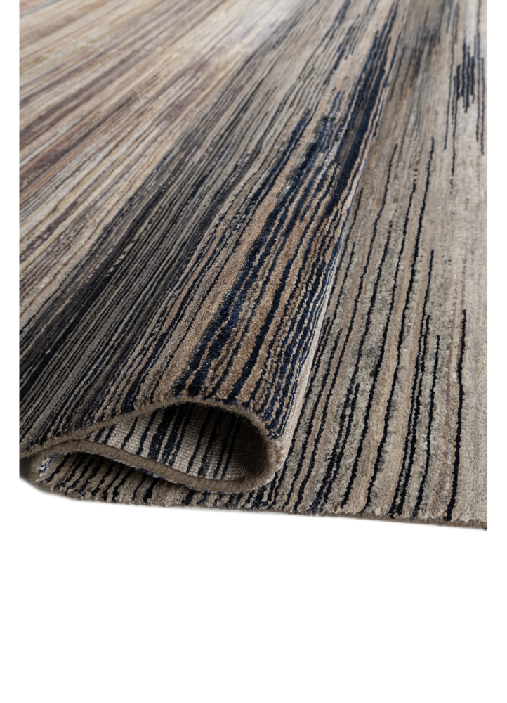 entropy grey and black wool and silk hand knotted Rug - FloorShot