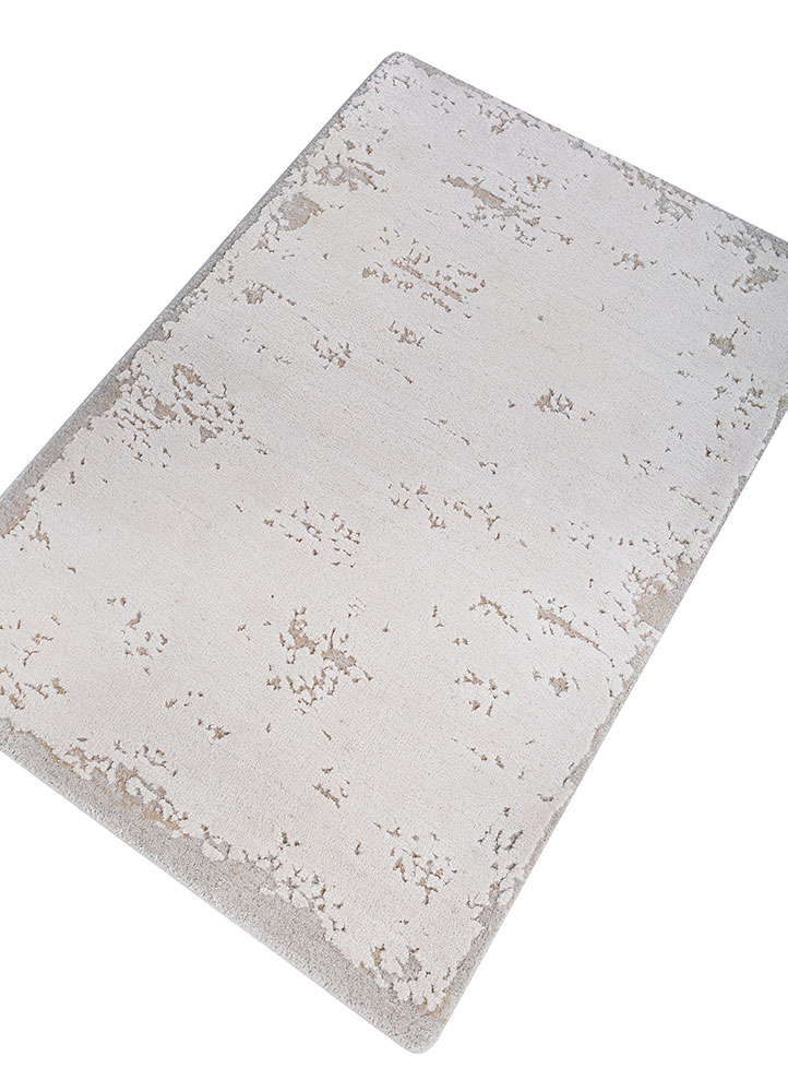 free verse by kavi ivory wool and silk hand knotted Rug - FloorShot