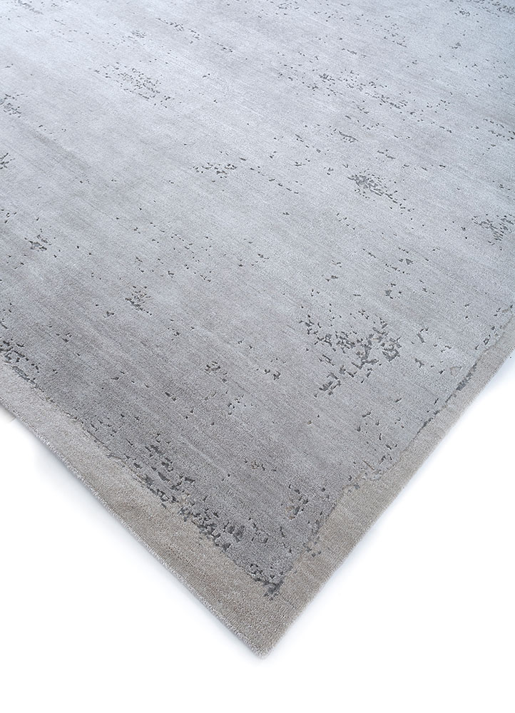 urban pause by kavi grey and black wool and silk hand knotted Rug - FloorShot