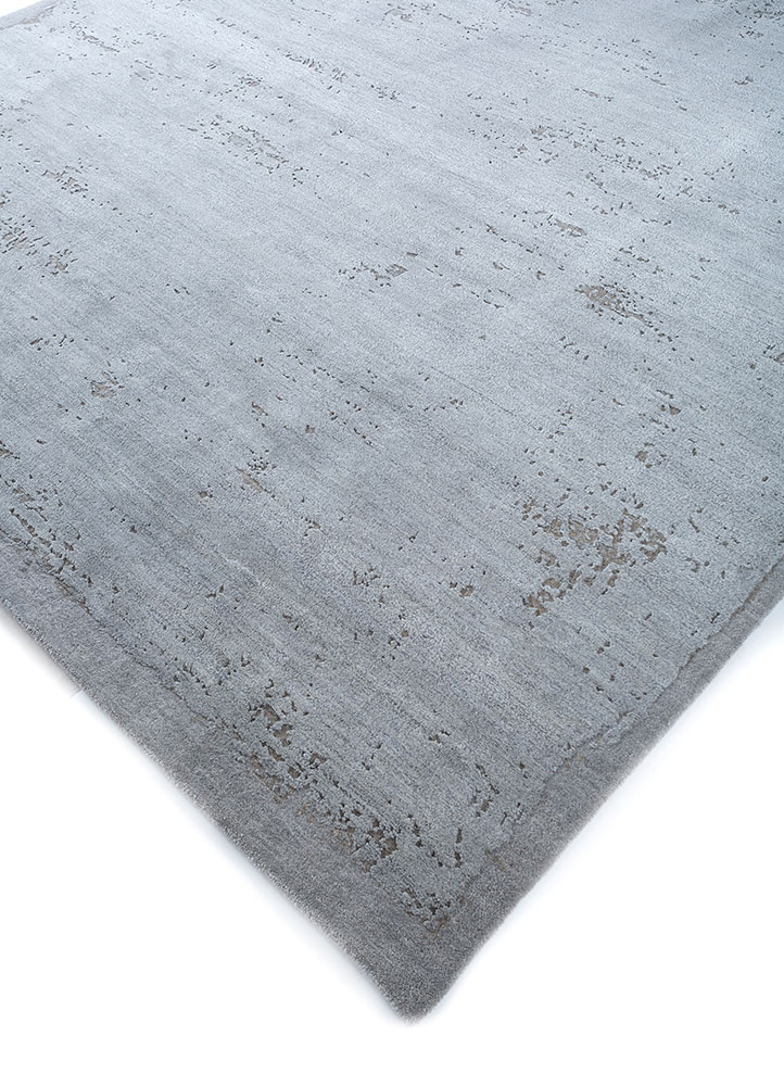 urban pause by kavi grey and black wool and silk hand knotted Rug - FloorShot