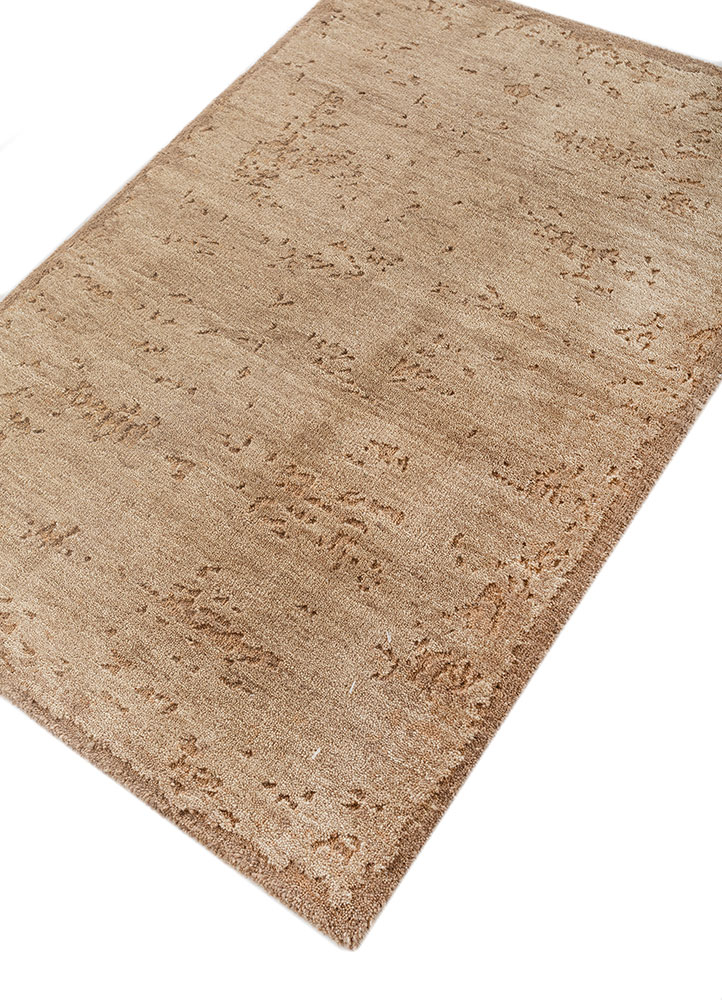 urban pause by kavi gold wool and silk hand knotted Rug - FloorShot