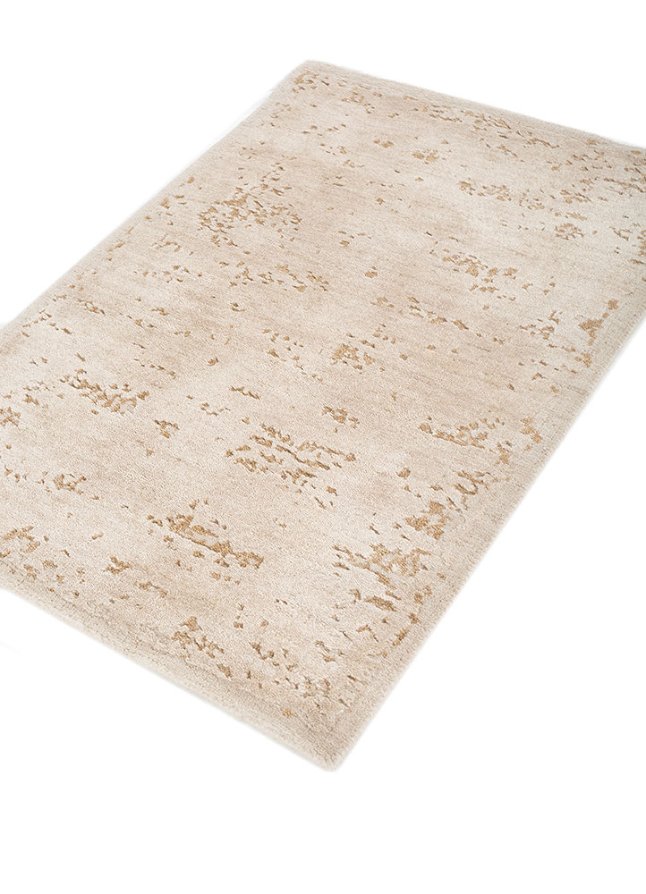 urban pause by kavi ivory wool and silk hand knotted Rug - FloorShot