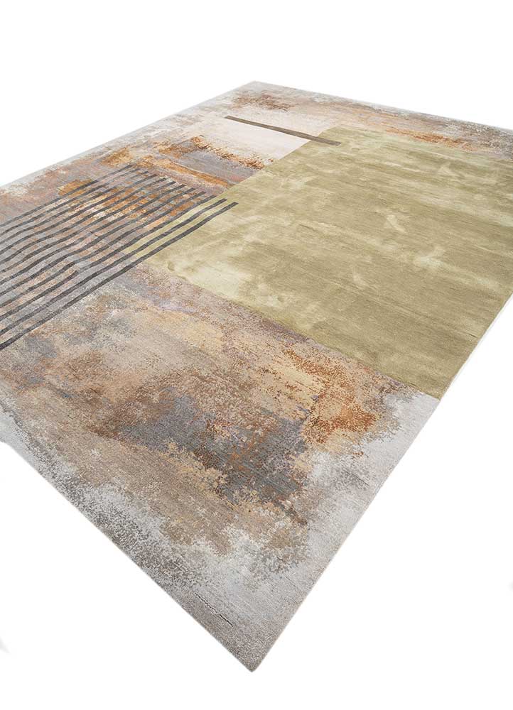 aakar by kavi grey and black wool and silk hand knotted Rug - FloorShot
