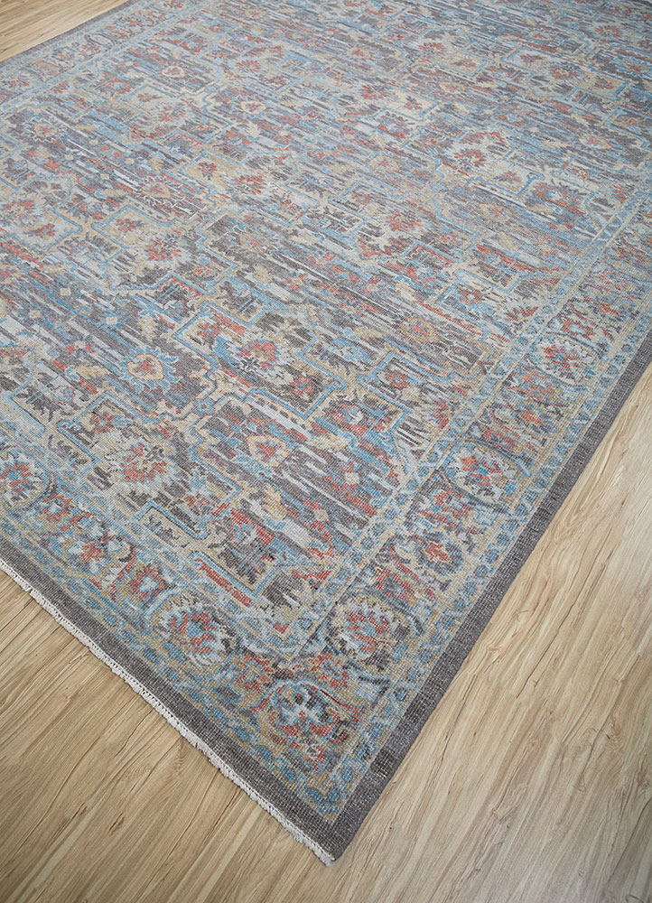 erbe grey and black wool hand knotted Rug - FloorShot