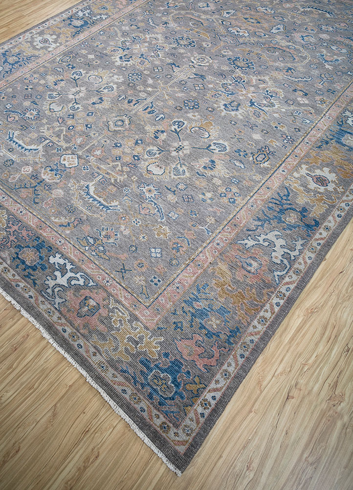erbe grey and black wool hand knotted Rug - FloorShot