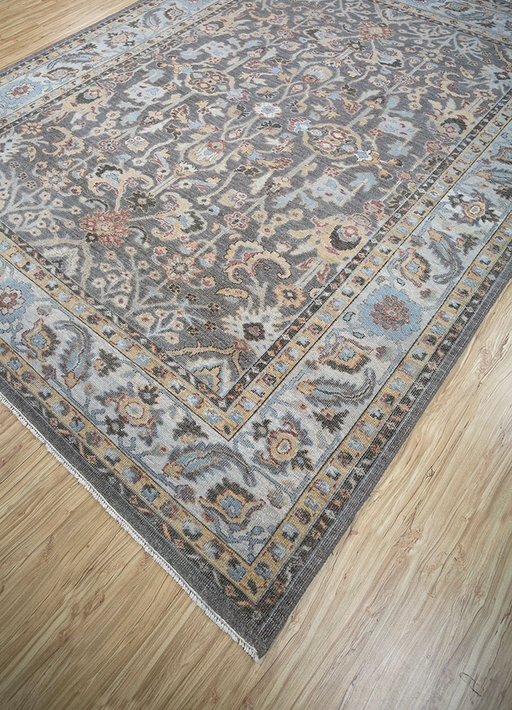 erbe grey and black wool hand knotted Rug - FloorShot