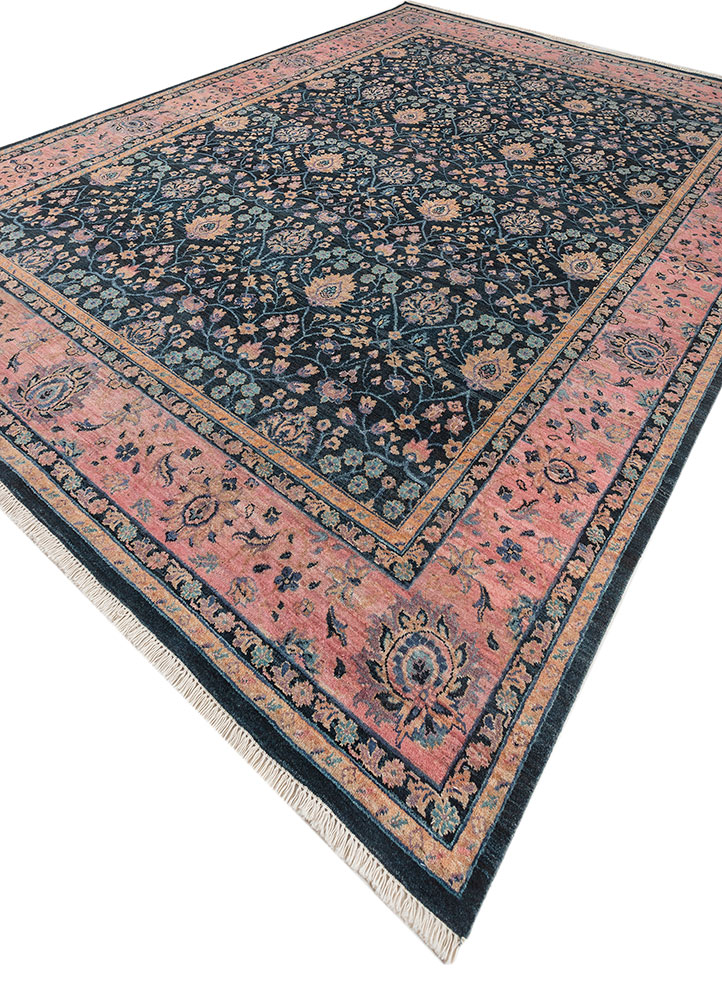 gulnar blue afghan wool hand knotted Rug - FloorShot