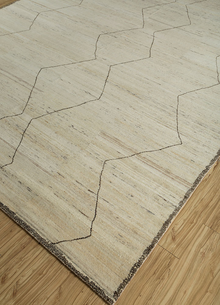 zuri ivory afghan wool hand knotted Rug - FloorShot