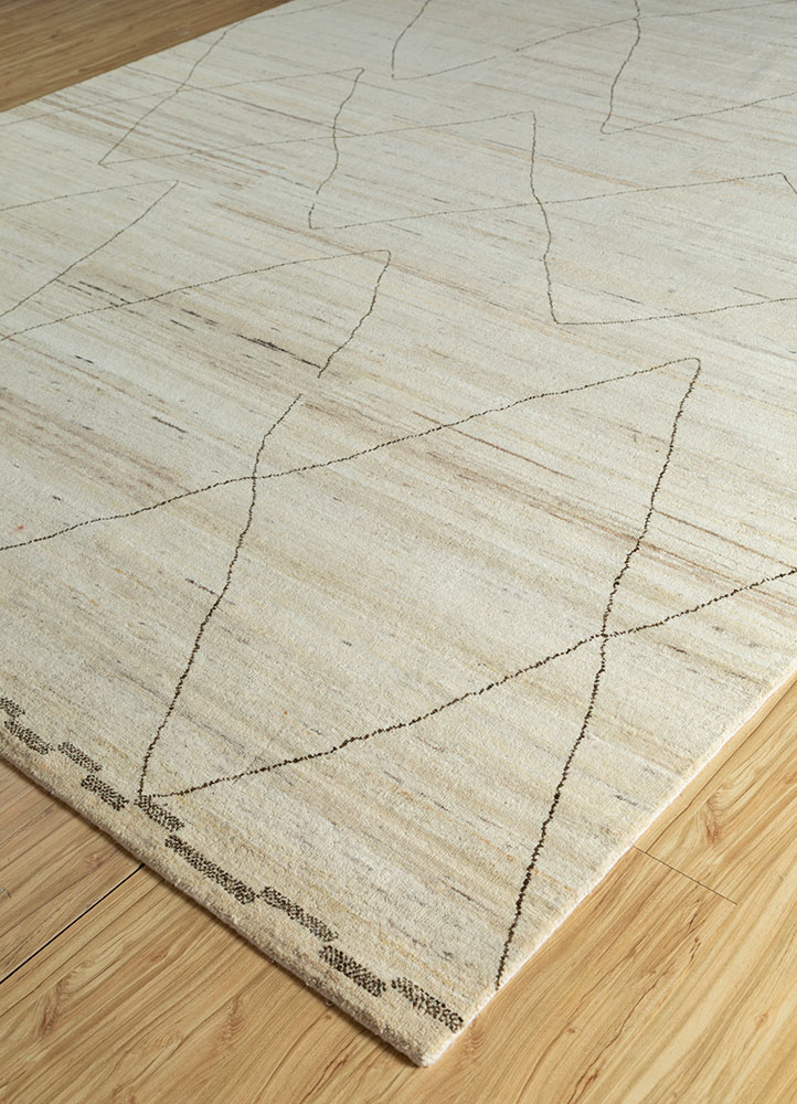zuri ivory afghan wool hand knotted Rug - FloorShot