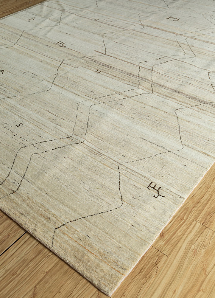 manifest ivory afghan wool hand knotted Rug - FloorShot