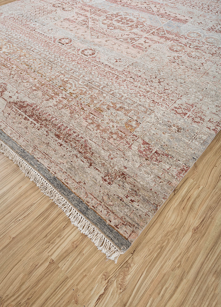 viscaya beige and brown afghan wool hand knotted Rug - FloorShot