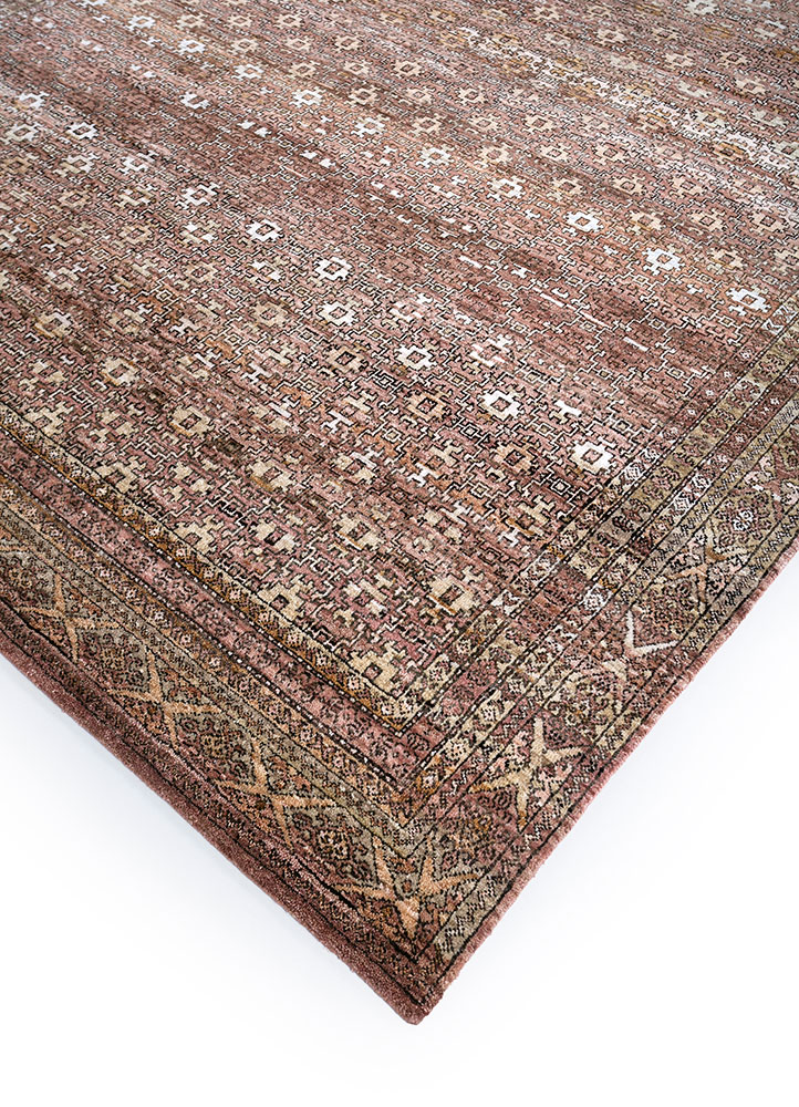 viscaya beige and brown afghan wool hand knotted Rug - FloorShot